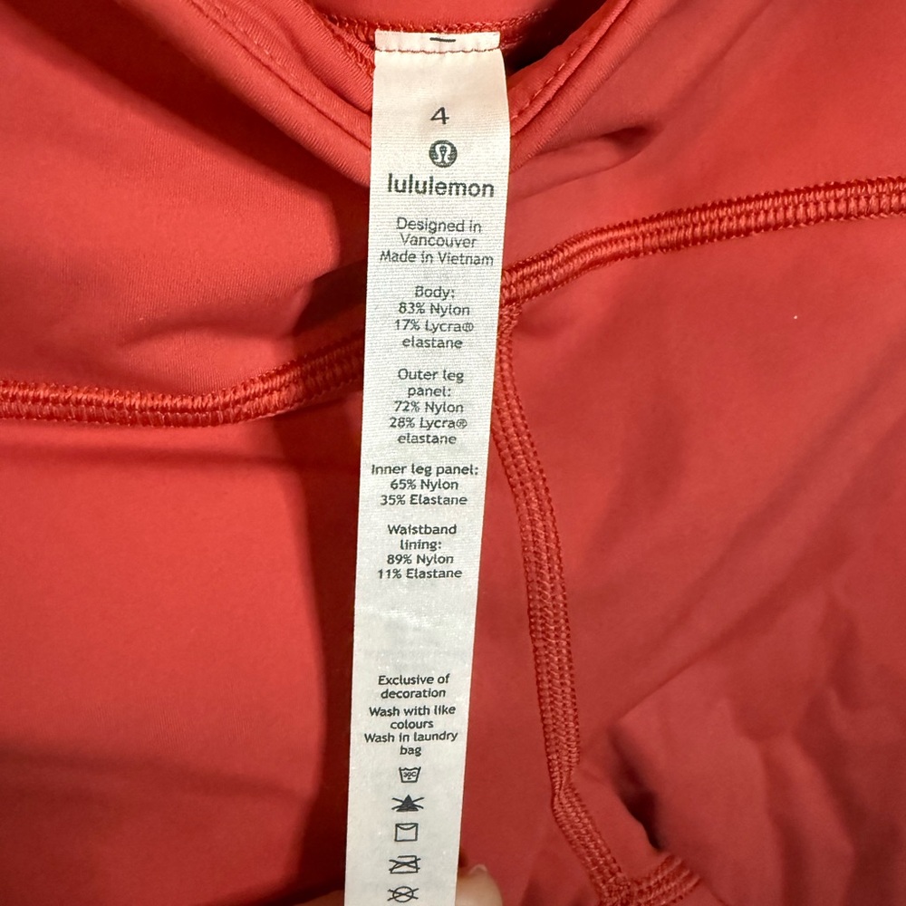 Lululemon Strength and Sweat Crop 23”Orange Floral Print Leggings Size 4 - Picture 9 of 10